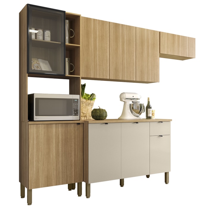 Cozinha Balcao Tampo 251 cm MDF Vert Plus Freijo Freijo Soft KTP