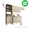Cozinha Balcao Tampo 251 cm MDF Vert Plus Freijo Soft KTP
