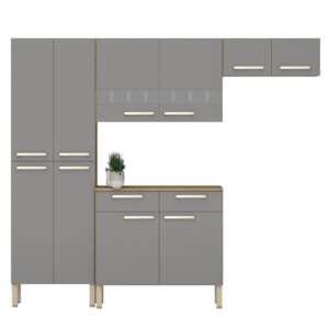 Cozinha Com Balcao Nala 222 cm Freijo Gris KTP