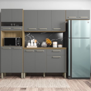 Cozinha Com Balcao Versalhes 251 cm Freijo Gris KTP