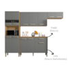 Cozinha Com Balcao Versalhes 251 cm Freijo Gris KTP