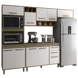 Cozinha Compacta 10 Portas 258CM LISBCZ5 Oak Off White PLN