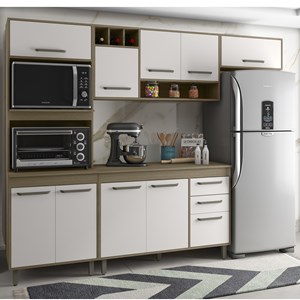 Cozinha Compacta 10 Portas 258CM LISBCZ5 Oak Off White PLN