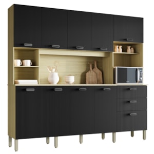 Cozinha Compacta 10P 2G 222 cm Intense Freijo Nero KTP Cozinha Compacta 10P 2G 222 cm Intense Freijo Nero KTP