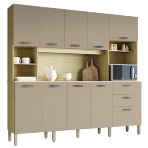 Cozinha Compacta 10P 2G 222 cm Intense Freijo Vanilla KTP