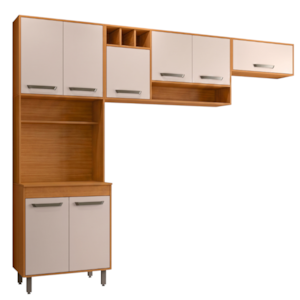Cozinha Compacta 3 Peças 258x218 cm Malta Freijo Off Acetinado POLIMAN