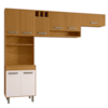 Cozinha Compacta 3 Peças 258x218 cm Malta Freijo Ripado Off Acetinado POLIMAN