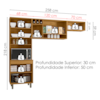 Cozinha Compacta 3 Peças 258x218 cm Malta Freijo Ripado Off Acetinado POLIMAN