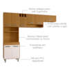 Cozinha Compacta 3 Peças 258x218 cm Malta Freijo Ripado Off Acetinado POLIMAN