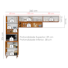 Cozinha Compacta 3 Peças 260x206 cm Sicilia Freijo Off Ripado Frisado POLIMAN