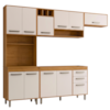 Cozinha Compacta 4 Peças 258x218 cm Balcao Para Pia Malta Freijo Off Acetinado POLIMAN