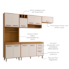 Cozinha Compacta 4 Peças 258x218 cm Balcao Para Pia Malta Freijo Off Acetinado POLIMAN