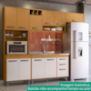 Cozinha Compacta 4 Peças 258x218 cm Balcao Para Pia Malta Freijo Ripado Off Acetinado POLIMAN