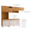 Cozinha Compacta 4 Peças 258x218 cm Balcao Para Pia Malta Freijo Ripado Off Acetinado POLIMAN