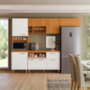Cozinha Compacta 4 Peças 260x206 cm Balcao Com Tampo Sicilia Freijo Off Ripado Frisado POLIMAN