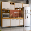 Cozinha Compacta 5 Peças 258x218 cm Balcao Com Tampo Malta Freijo Off Acetinado POLIMAN