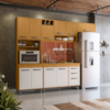 Cozinha Compacta 5 Peças 258x218 cm Balcao Com Tampo Malta Freijo Ripado Off Acetinado POLIMAN