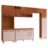 Cozinha Compacta 5 Peças 298x218 cm Balcao Para Pia Malta Freijo Ripado Off Acetinado POLIMAN