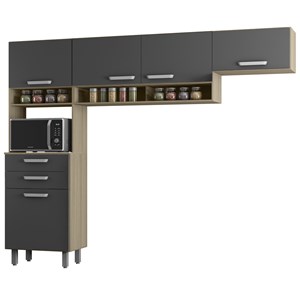 Cozinha Compacta 5 Portas 240CM 10027 Oak Grafite PLN