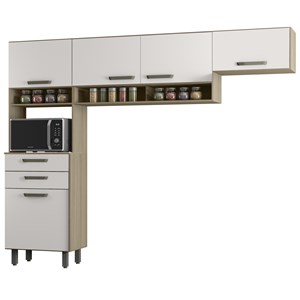 Cozinha Compacta 5 Portas 240CM 10027 Oak Off White PLN