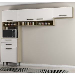 Cozinha Compacta 5 Portas 240CM 10027 Oak Off White PLN