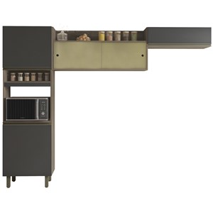 Cozinha Compacta 5 Portas 260CM 10005 Oak Grafite PLN