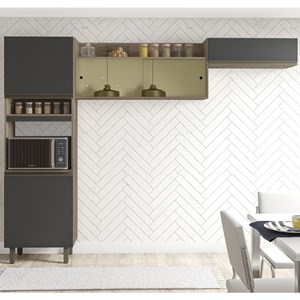 Cozinha Compacta 5 Portas 260CM 10005 Oak Grafite PLN