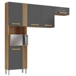 Cozinha Compacta 5 Portas Juma 210 cm Atacama Grafite ARMoveis