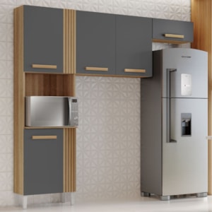 Cozinha Compacta 5 Portas Juma 210 cm Atacama Grafite ARMoveis