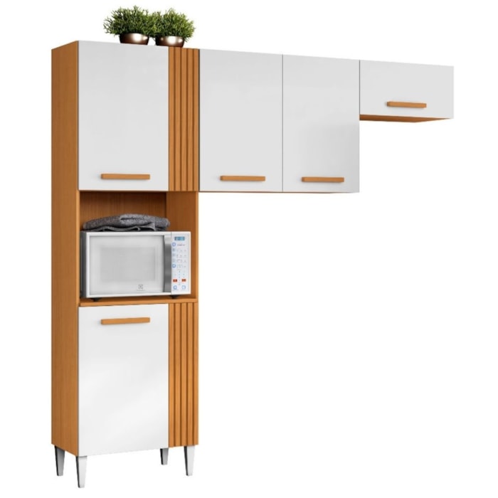 Cozinha Compacta 5 Portas Juma 210 cm Cinamomo Branco ARMoveis