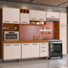 Cozinha Compacta 6 Peças 298x218 cm Balcao Com Tampo Malta Freijo Off Acetinado POLIMAN