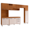 Cozinha Compacta 6 Peças 298x218 cm Balcao Com Tampo Malta Freijo Ripado Off Acetinado POLIMAN