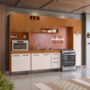 Cozinha Compacta 6 Peças 298x218 cm Balcao Com Tampo Malta Freijo Ripado Off Acetinado POLIMAN