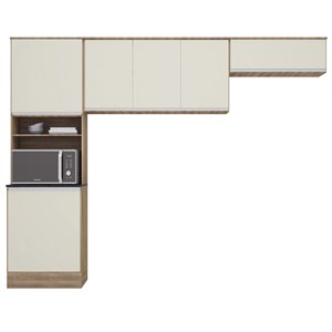 Cozinha Compacta 6 Portas 260CM 10001 Carv Oak Off White PLN