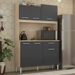 Cozinha Compacta 6 Portas Iris 91621 Avena Grafito Demobile