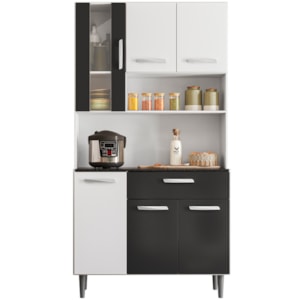 Cozinha Compacta 6P 1G 91 cm Coral Branco Preto PLN Cozinha Compacta 6P 1G 91 cm Coral Branco Preto PLN
