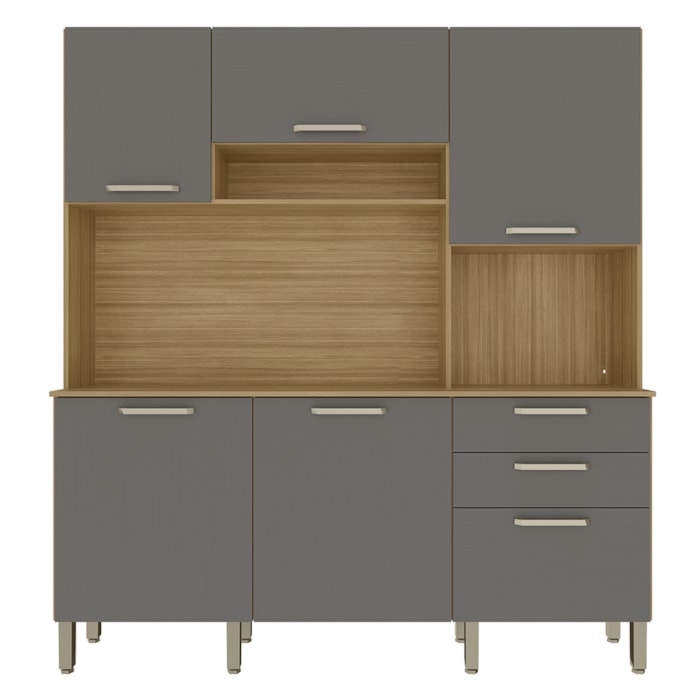 Cozinha Compacta 6P 2G 180 cm Ferrara Freijo Gris KTP