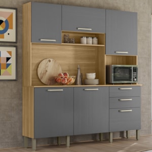 Cozinha Compacta 6P 2G 180 cm Ferrara Freijo Gris KTP