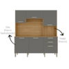 Cozinha Compacta 6P 2G 180 cm Ferrara Freijo Gris KTP
