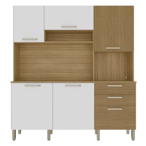 Cozinha Compacta 6P 2G 180 cm Ferrara Freijo Supremo Cp Ripado Freijo KTP