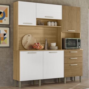 Cozinha Compacta 6P 2G 180 cm Ferrara Freijo Supremo Cp Ripado Freijo KTP