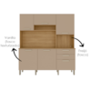 Cozinha Compacta 6P 2G 180 cm Ferrara Freijo Vanilla KTP