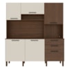 Cozinha Compacta 6P 2G 180 cm Ferrara Nogueira Off White Cp Ripado KTP