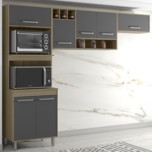 Cozinha Compacta 7 Portas 258CM 10025 Oak Grafite PLN