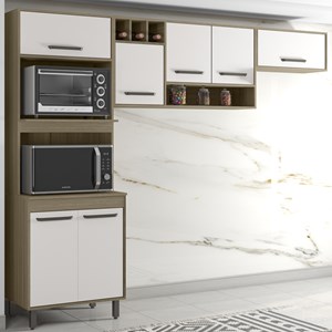 Cozinha Compacta 7 Portas 258CM 10025 Oak Off White PLN