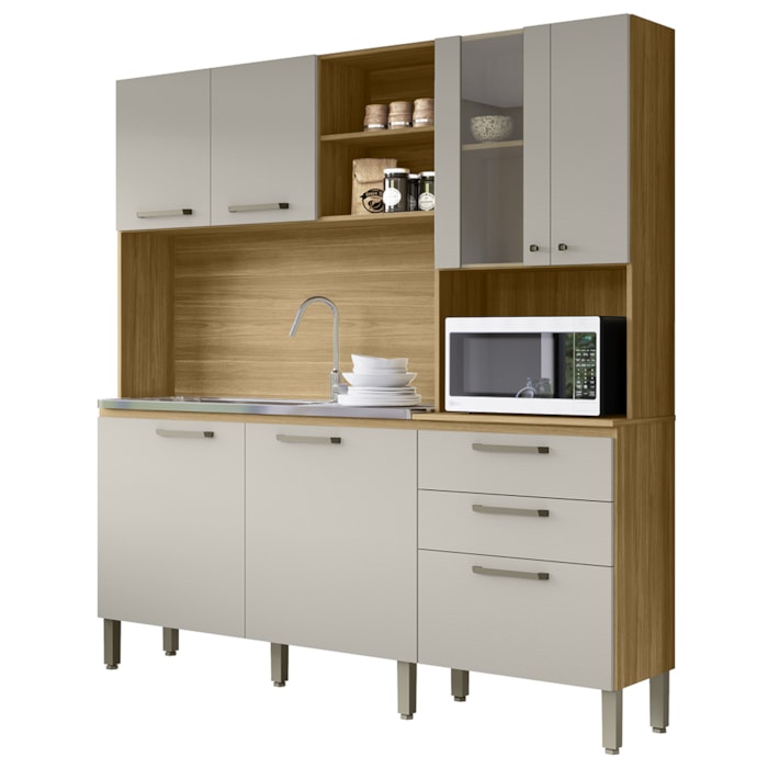 Cozinha Compacta 7P 2G 182 cm Mega Freijo Soft KTP
