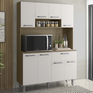 Cozinha Compacta 8 Portas 1 Gaveta 120CM 15011 Oak Off White PLN