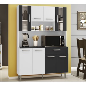 Cozinha Compacta 8 Portas Gabi 15003 Branco Preto PLN
