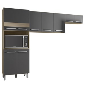 Cozinha Compacta 9 Portas 260CM 10026 Oak Grafite PLN