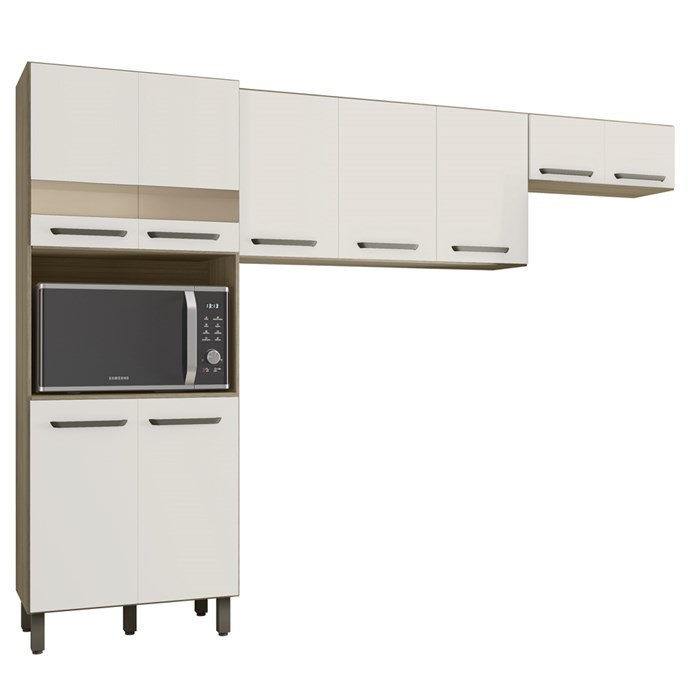 Cozinha Compacta 9 Portas 260CM 10026 Oak Off White PLN